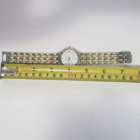 Geneva Watch Women 28mm Quartz Gold Silver Tones White Dial Round Analog Clasp - Picture 8 of 12